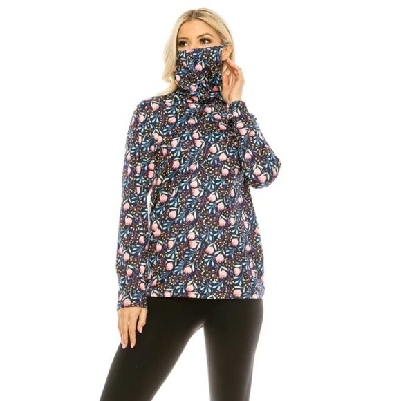 Haute Edition Leopard Print Cowl Neck Top w/ Built-In Mask 🐆 Size M - Picture 8 of 8